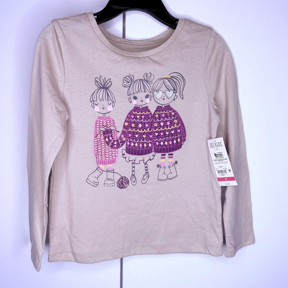 Garanimals Beige Long Sleeve Shirt with Cute Graphic